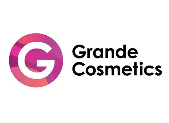 A logo of grande cosmetics with the word grande in it.