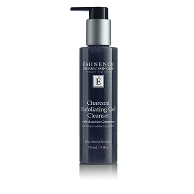 A bottle of charcoal exfoliating gel cleanser.