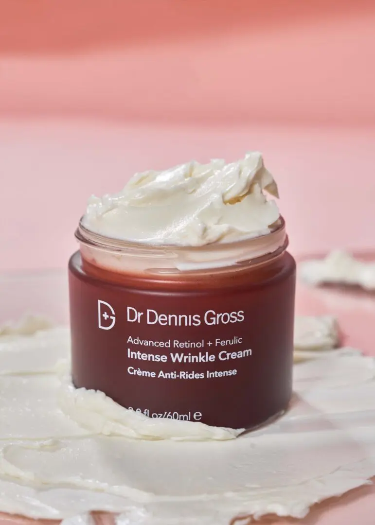A jar of dr dennis gross intense wrinkle cream.