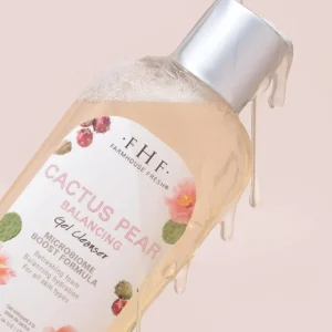 Cactus Pear Gel Cleanser with dripping liquid.