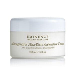 Eminence Ashwagandha restorative cream jar.