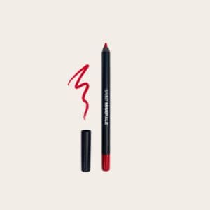 Red lip liner with cap and swatch.